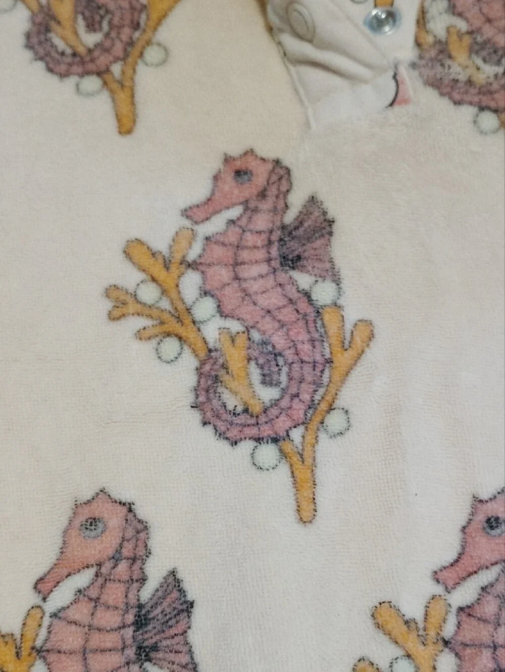 Soft Pink Seahorse Print Kids Terry Romper